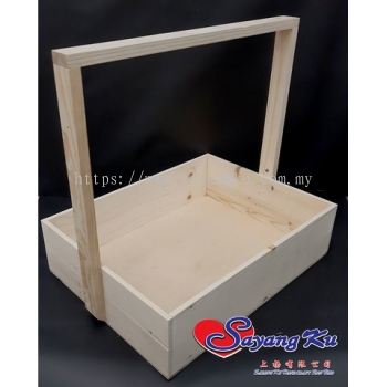 PINE WOOD BASKET BOX WITH HANDLE