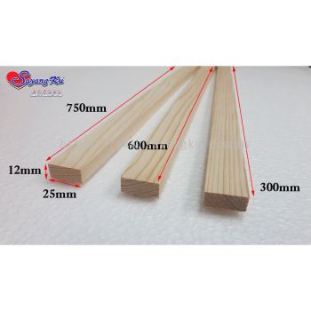 [HOT] 12mm x 25mm [300 / 600 / 750mm] Pine Wood Stick / Pine Wood Strip Decoration ( 1 pcs )