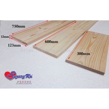 [HOT] 12mm x 123mm [300 / 600 / 750mm] Pine Wood Wooden Panel / Wooden Board / Wooden Strip Decoration ( 1 pcs )