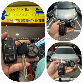 Kawalan jauh kunci kunci flip kereta pendua Toyota Vios ncp93