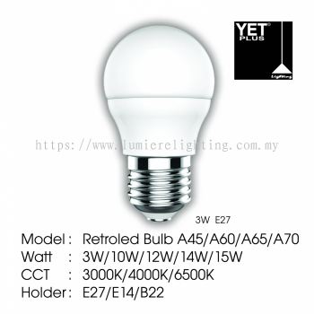 YET LIGHT BULB E27 3W