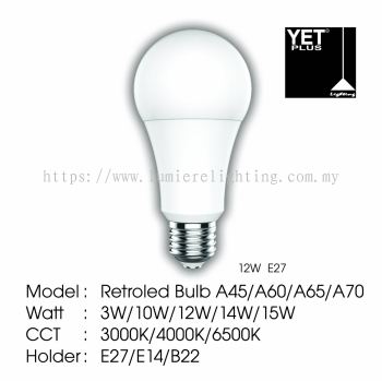 YET LIGHT BULB E27 12W