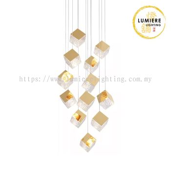 Post Modern Minimalist Ice Cube Crystal Luxury Pendant Light