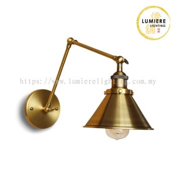 Post Modern Rustic Brushed Brass Swing Arm Picture Light