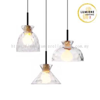 Japandi Single Glass Pendant Light