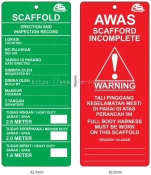 AS SCAFFOLD TAG  CARD ONLY AIS-STAG-CARD/GR