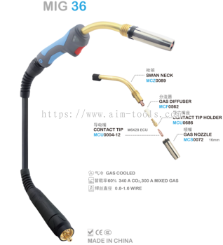 MINOO MB36 MIG/MAG Welding Torch, Euro End, 4M