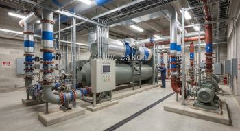 Centrifugal chiller plant room mechanical piping