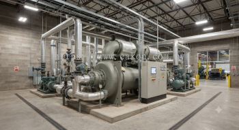Heavy industrial factory centrifugal chiller setup