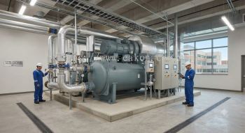 Large hospital centrifugal chiller installation
