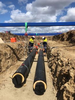 Underground chilled water pipework setup