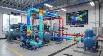 Chiller plant room mechanical pipe stress analysis