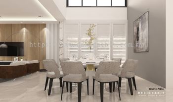 DINING TABLE & CHAIR SET/LED LIGHTING/MARBLE/WALL PICTURE/GREY&WHITE COLOR/CURTAIN/SLIDING DOOR