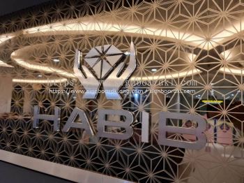 HABIB - Acrylic Cut Out Lettering with Stainless Steel Silver Face Indoor Signage