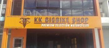 Kk Bigbike Shop Aluminium Ceiling Trim Base With 3D PVC Cut Out Lettering Logo Signboard At Bandar Sunway Petaling Jaya