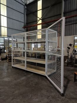 customize moveable metal army cage with plywood shelves 