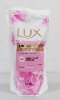LUX SOFT ROSE DELICATE FRAG 3X BRIGHTENING BODYWASH REFIILL PACK 600ML