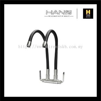 Hans Double Black Flexi Spout Wall Sink Tap HWST36388