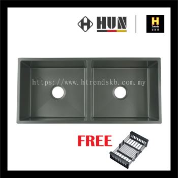 HUN 304 Nano Stainless Steel Kitchen Sink - Double Bowl (Nano Titanium) HKS312