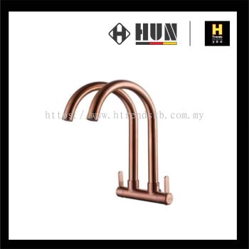 HUN Double Spout Wall Sink Tap (Rose Gold) HWT8006-A