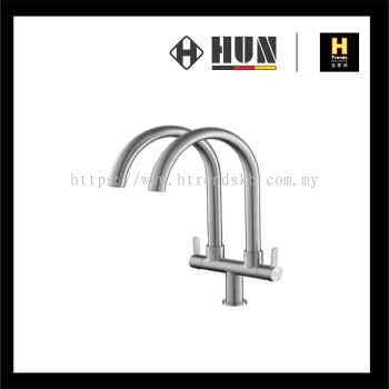 HUN Double Spout Pillar Sink Tap HWT9001-A