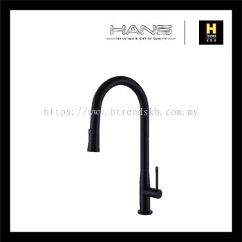 Hans ELTP Matt Black Dual Function Pull Out Pillar Sink Tap HPST36174BL
