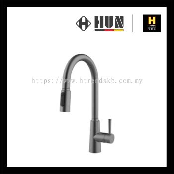 HUN Single Lever Sink Mixer (3 Way) With Pull-Out Tap (Titanium) HWT625