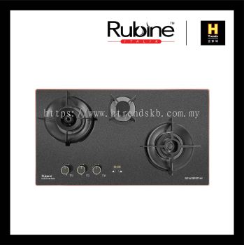 Rubine Fasco Series 3 Burner Build In Gas Hob (Setakera Glass) RGH-FASCO+3B-86SK