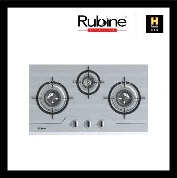 Rubine 3 Burner Build In Gas Hob (Stainless Steel) RGH-CALDO3B-SS