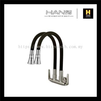 Hans Double Black Flexi Wall Mounted Sink Tap HWST36388A