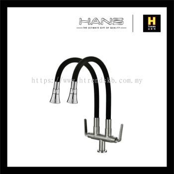 Hans Double Black Flexi Pillar Mounted Sink Tap HPST36188A