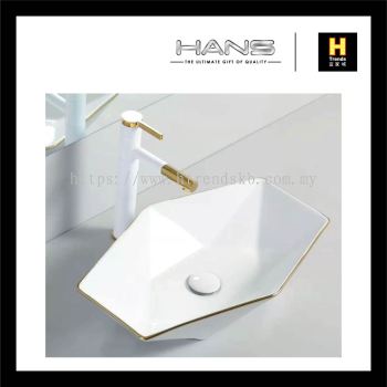 Hans Above Counter Gold Plated Rim Art Basin WB5700GG