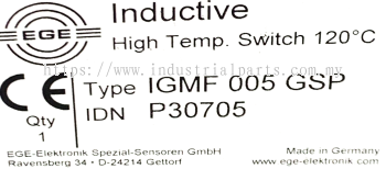 EGE Inductive High Temp Switch IGMF 005 GSP P30705 - Malaysia (Kuala Lumpur, Perak, Melaka, Sabah, Sarawak)