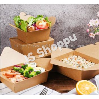 Paper Lunch Box / Brown / Disposable Paper Lunch Box / 800ml