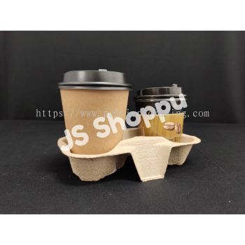 Paper Cup Holder (50pcs卤) / 2 cups Disposable Pulp Plastic Holder/ Molded Paper Cup Tray /