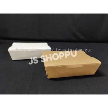 Paper Lunch Box - Brown / White (50pcs卤) Medium - Disposable Paper Lunch Box