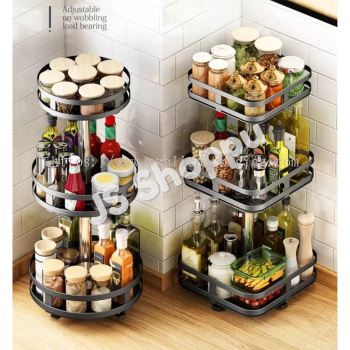 Kitchen Rotate Rack Round / Spice Rack / Rak Pusing / Storage Rack / Rak Dapur / 旋转架子 / 调料架