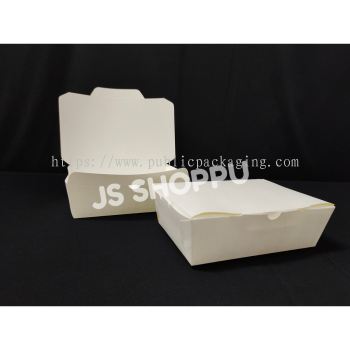 Large Paper Lunch Box - White (50pcs卤)(ABBA) / Disposable Paper Lunch Box - Kotak Nasi Kertas