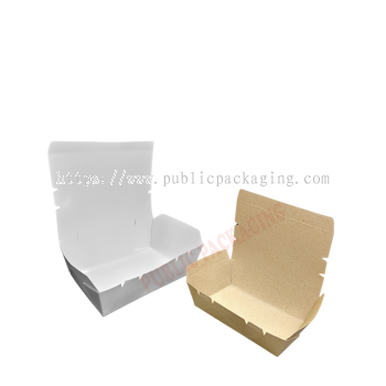 Paper Lunch Box - Brown / White (50pcs±) Medium - Big Tree - Disposable Paper Lunch Box