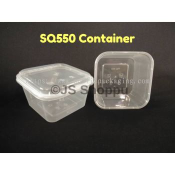 SQ550 Square Plastic Disposable Food Container (50pcs+-)