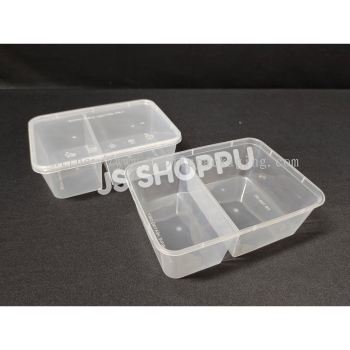 750 DS Two (2) Compartment Plastic Disposable Food Container (50pcs+-)