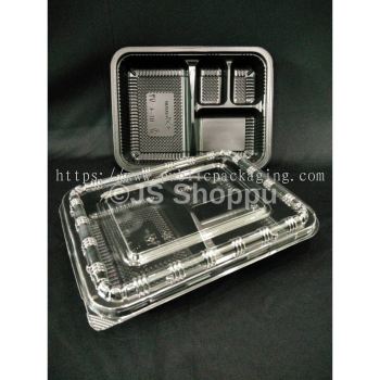 4 Compartment Lunch Box (50pcs卤) BT 4 / Disposable PP Lunch Box / Kotak Nasi