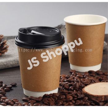 Paper Hot Cup 8oz / 12oz with Lid (Double Wall) / Disposable Coffee Hot Cup Thick / Paper Cup