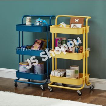 3-Layer Multi-function Storage Wheeled Trolley Rack 3๦ܴʽƳ