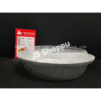 1368-P Aluminium Foil Tray with Clear Lid (5 sets 卤) Bulat / Round My Chef Foil Tray 1368 - P