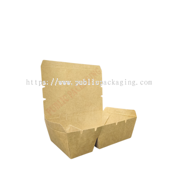 Paper Lunch Box with 2 Compartment (50pcs±) / Bekas Makanan / Kertas Kotak Nasi / 纸饭盒