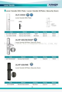 ALH33022 lever handle with plate