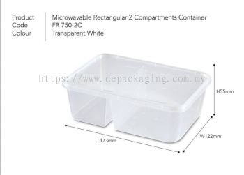 PP Rectangle Container 750 ( 2 compartment) 