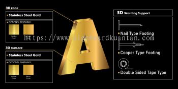 3D STAINLESS STEEL GOLD LETTERING