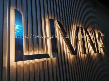 LIVINIA 3D LED STAINLESS STEEL BACKLIT SIGNAGE SIGNBOARD AT KARAK 